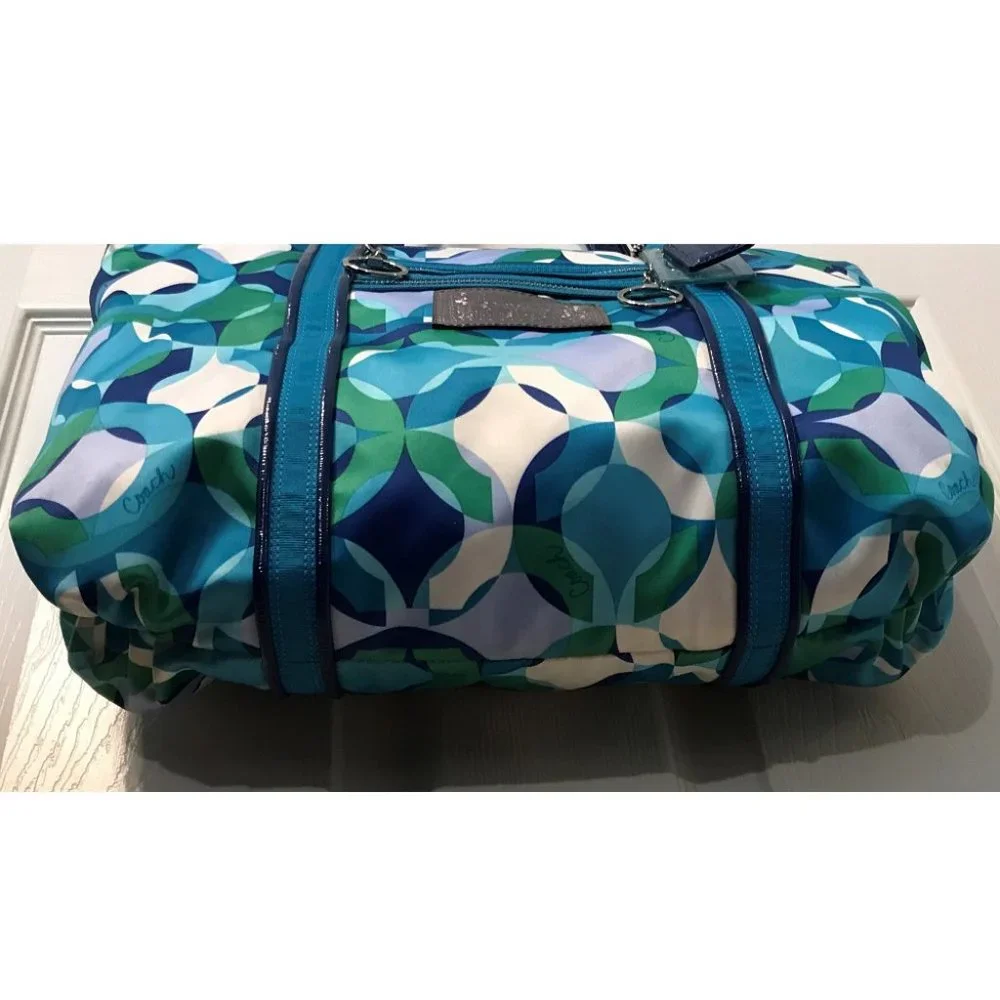 Coach Poppy Blue / Green Kaleidoscope Glam Signature Tote Bag Handbag 14747 RARE